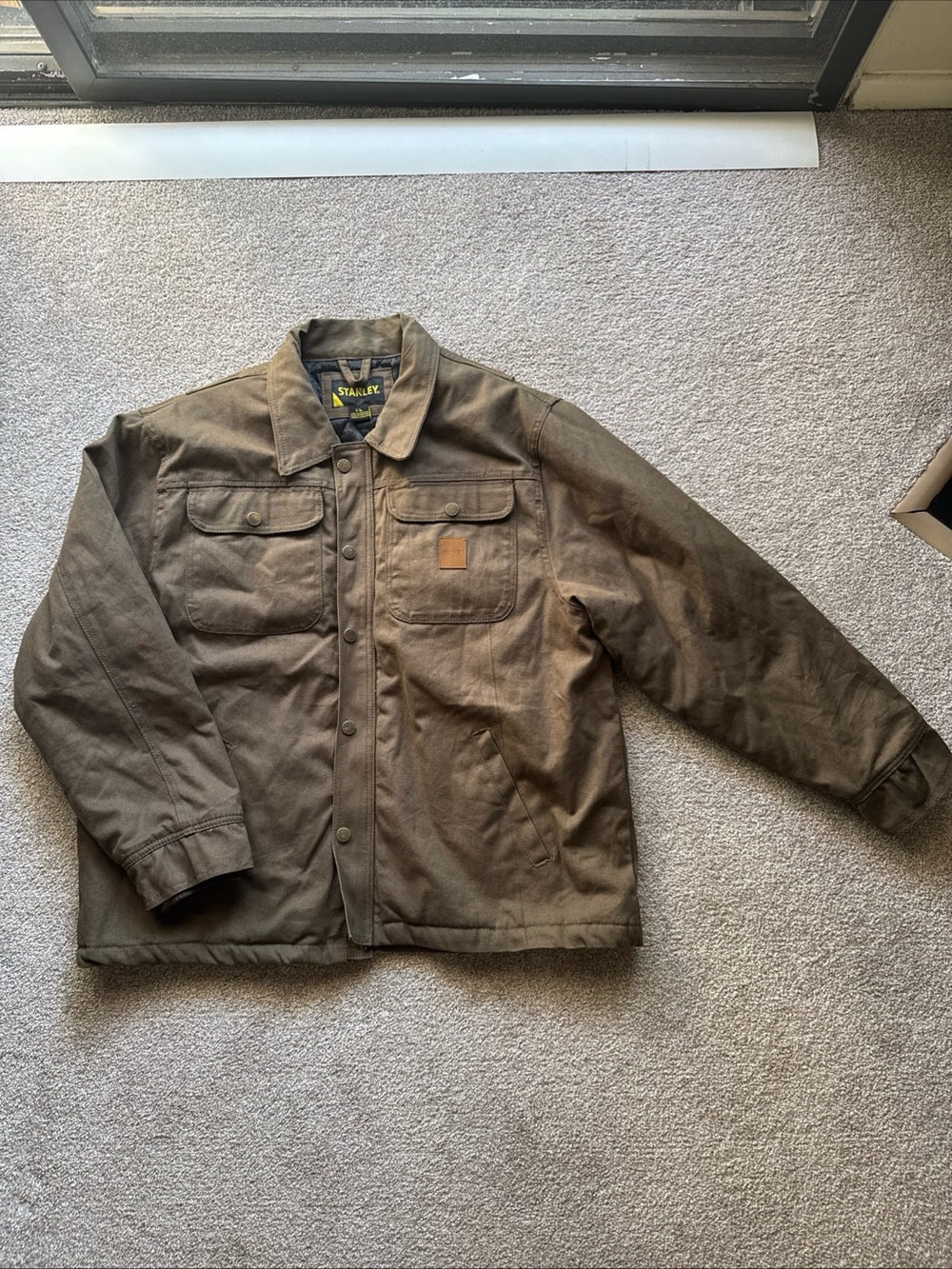 Men’s Stanley XL Canvas Quilted Lined Work Jacket Brown Utility Workwear